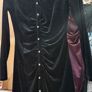 Catherine Malandrino Black Velvet Long Sleeve Dress